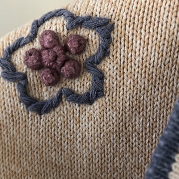 Vintage Embroidered Floral Alfred Dunner Sweater Cottagecore Ramie Cotton Blend - Picture 6 of 14